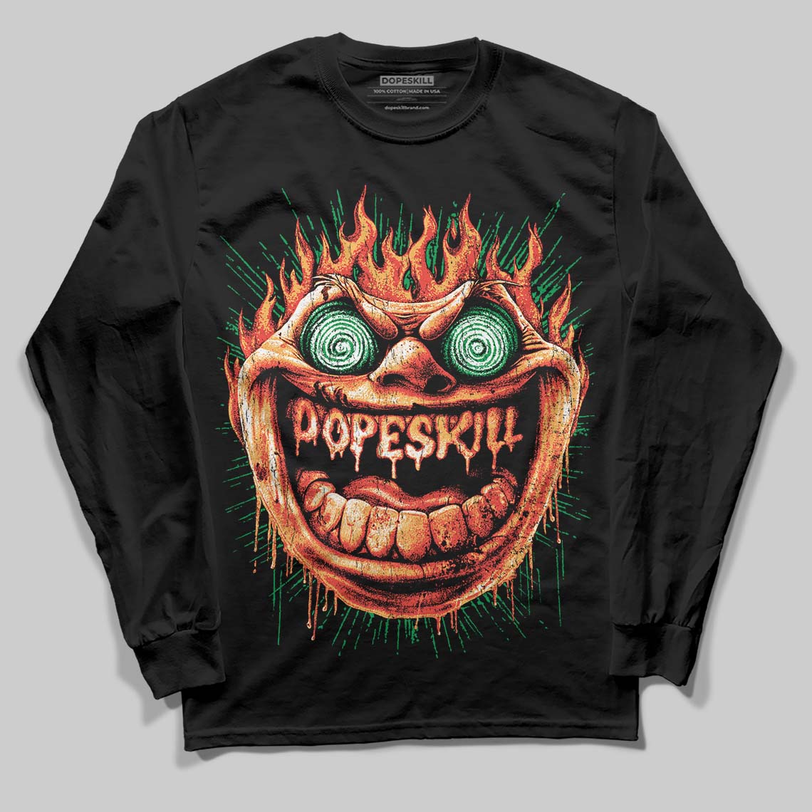 Black and White Sneakers DopeSkill Long Sleeve T-Shirt Hellfire Graphic Streetwear - black