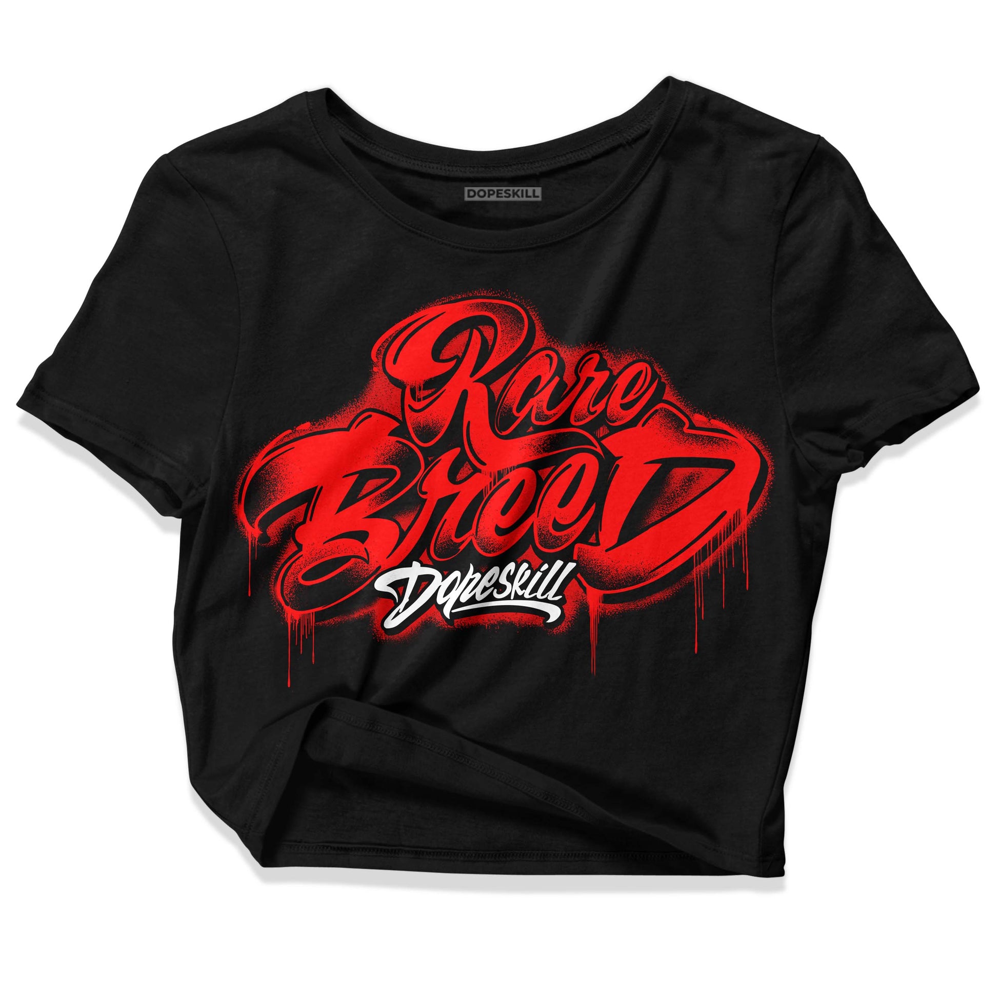 Jordan 1 Retro High OG "Satin Bred" DopeSkill Women's Crop Top Rare Breed Type Graphic Streetwear - Black