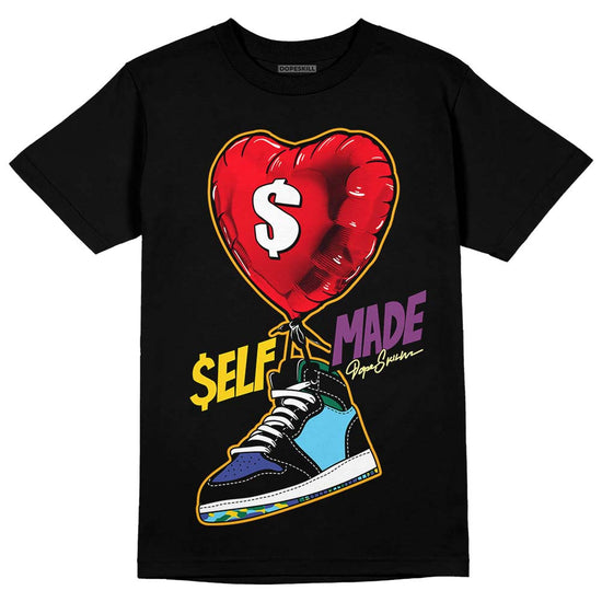 Jordan 1 Mid GS 'Six Championships' DopeSkill T-Shirt Self Made Graphic Streetwear - Black