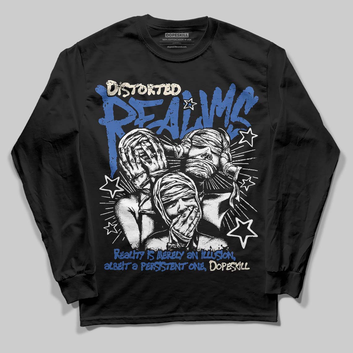 Jordan 1 Low Travis Scott x Fragment DopeSkill Long Sleeve T-Shirt Distorted Realms Graphic Streetwear - Black