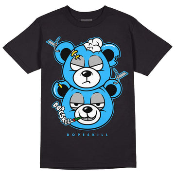 Jordan 2 Low "University Blue" DopeSkill T-Shirt New Double Bear Graphic Streetwear - Black