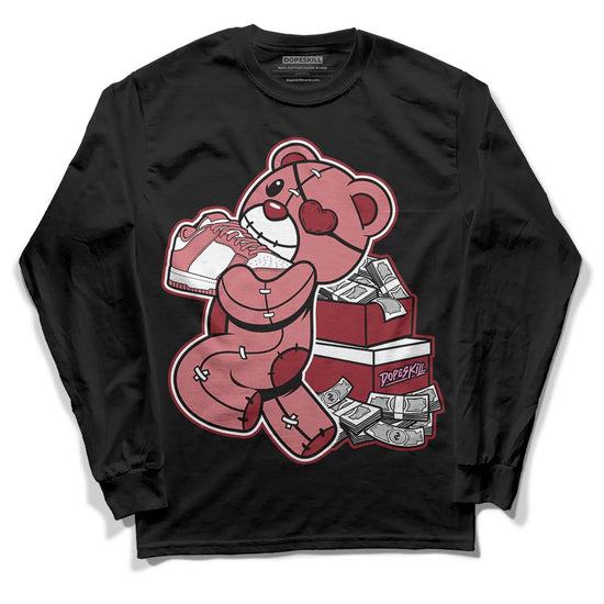 Valentine's Day Collection DopeSkill Long Sleeve T-Shirt Bear Steals Sneaker Graphic Streetwear - Black