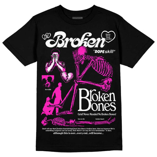 Dunk Low GS “Active Fuchsia” DopeSkill T-Shirt Broken Bones Graphic Streetwear - Black