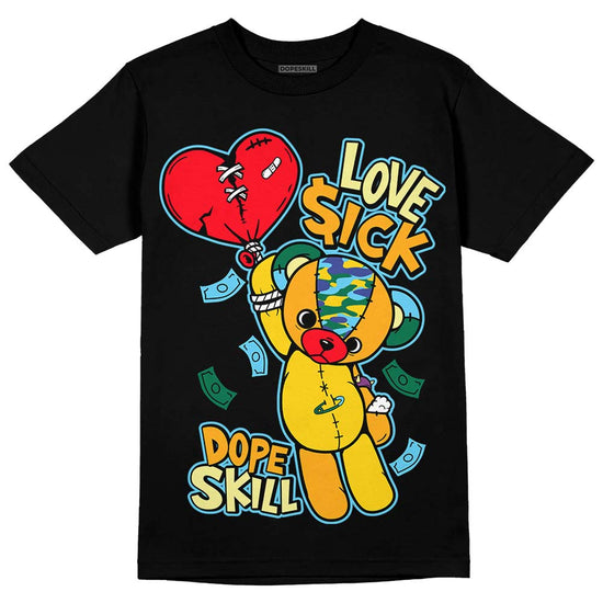 Jordan 1 Mid GS 'Six Championships' DopeSkill T-Shirt Love Sick Graphic Streetwear - Black