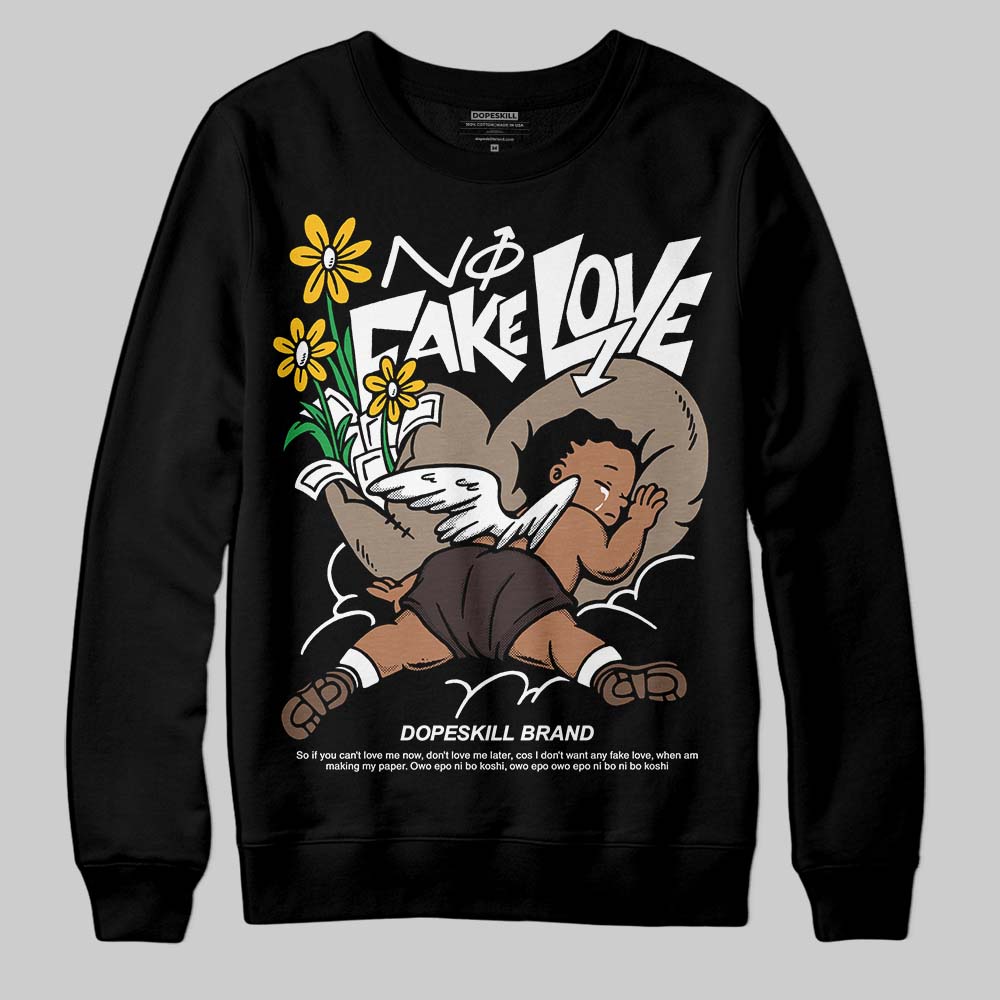 SoleFly x Air Jordan 12 Retro SP 'Cafecito/Baroque Brown' DopeSkill Sweatshirt No Fake Love Graphic Streetwear - Black