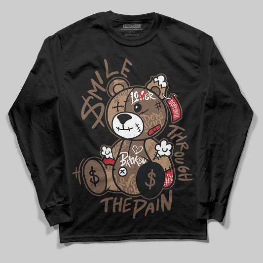 Jordan 9 'Olive' DopeSkill Long Sleeve T-Shirt Smile Through The Pain Graphic Streetwear - Black