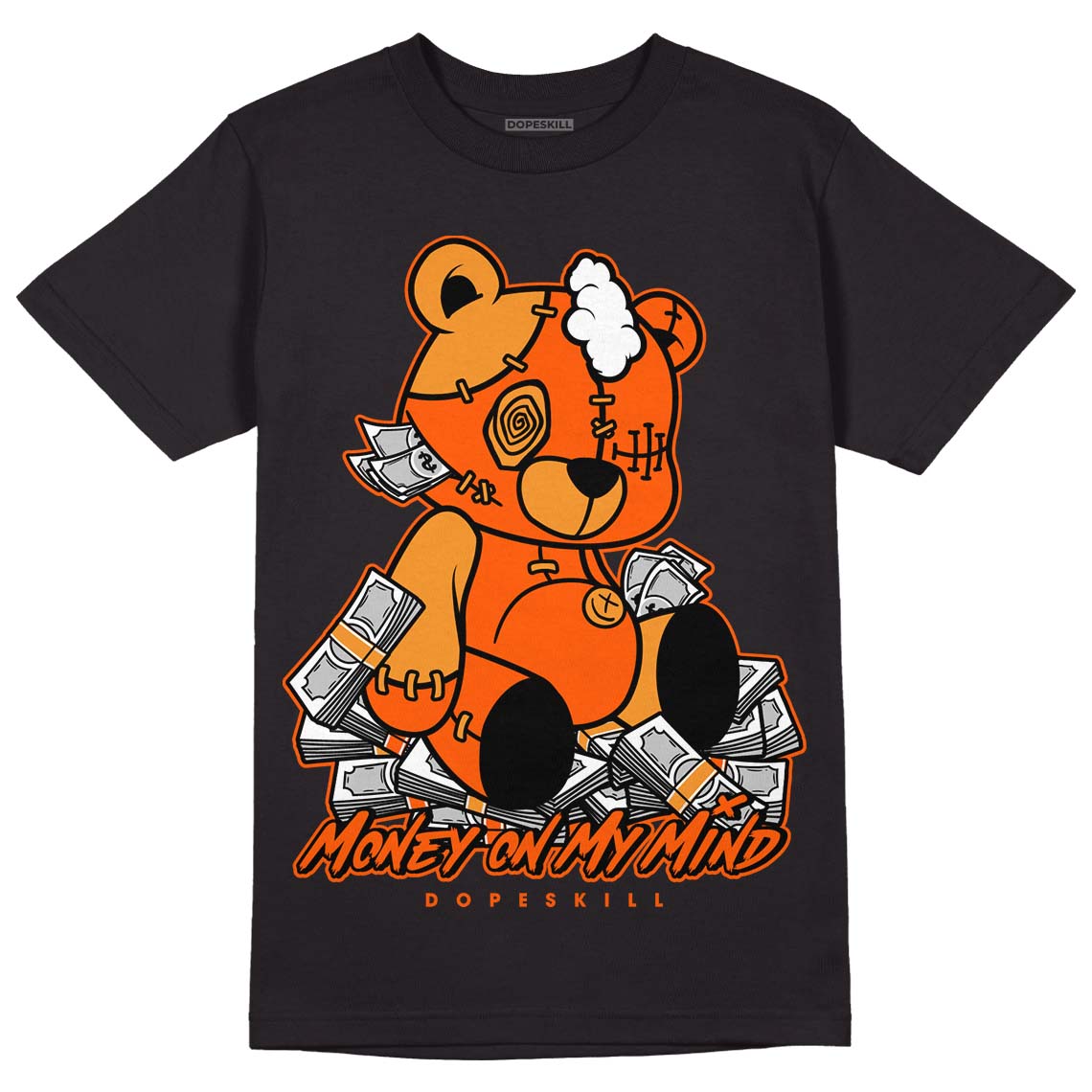 Jordan 12 Retro Brilliant Orange DopeSkill T-Shirt MOMM Bear Graphic Streetwear - Black