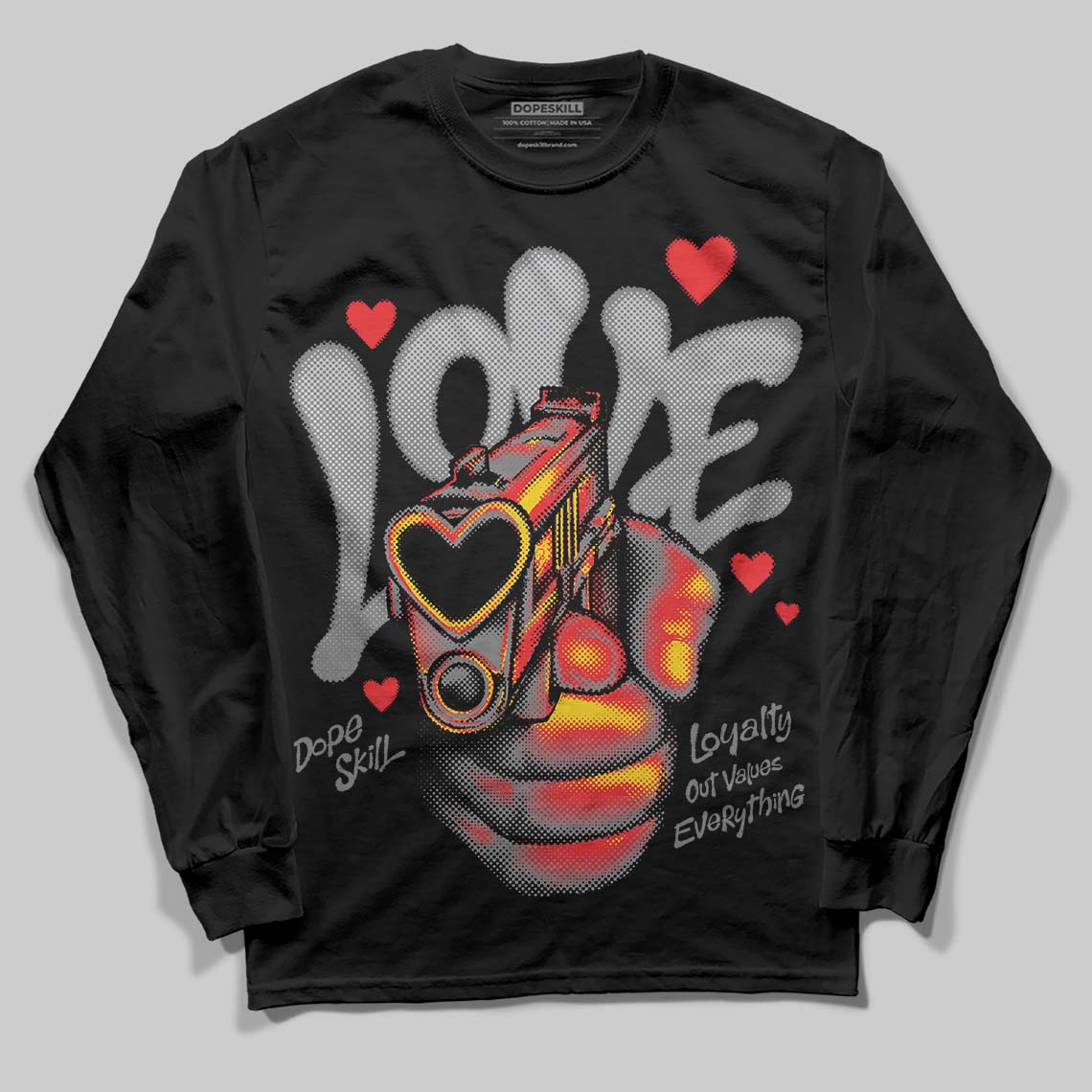 Grey Sneakers DopeSkill Long Sleeve T-Shirt Love Shot Graphic Streetwear - black