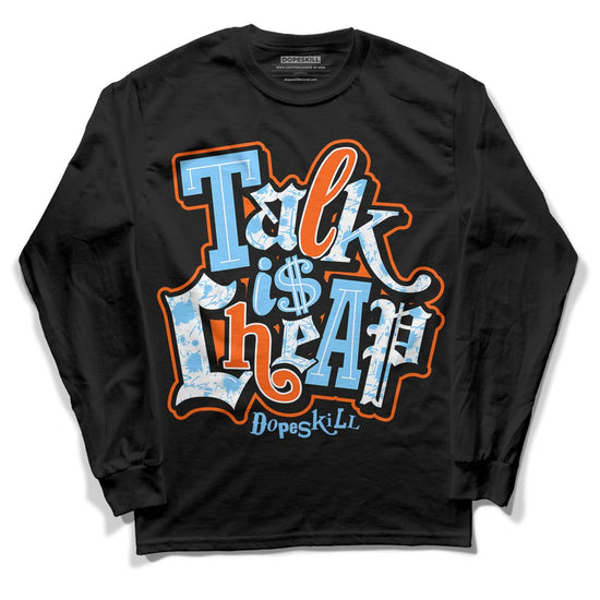 Dunk Low Futura University Blue DopeSkill Long Sleeve T-Shirt Talk Is Chip Graphic Streetwear - Black