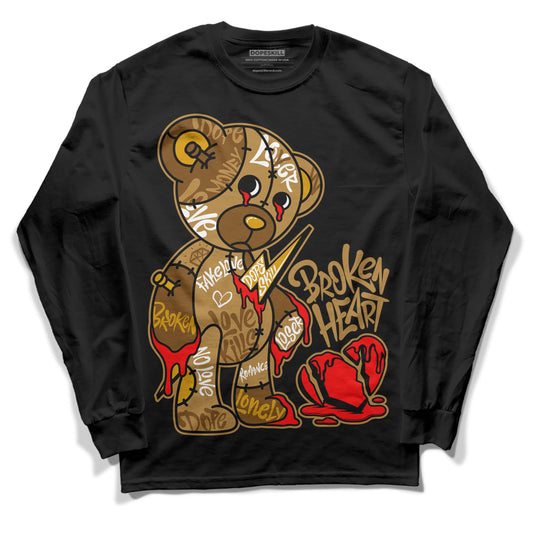 Jordan 13 Wheat 2023 DopeSkill Long Sleeve T-Shirt Broken Heart Graphic Streetwear - Black