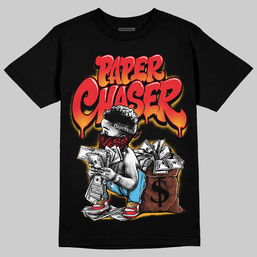 Red Sneakers DopeSkill T-Shirt Paper Chaser Boy Graphic Streetwear - Black