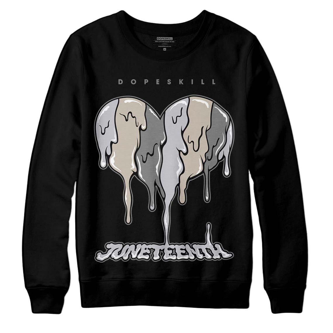 Grey Sneakers DopeSkill Sweatshirt Juneteenth Heart Graphic Streetwear - Black