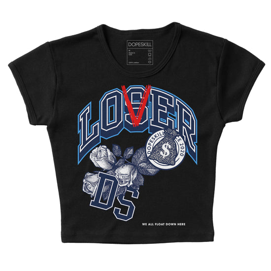 Jordan Spiz’ike Low “White/Obsidian” DopeSkill Women's Crop Top Loser Lover Graphic Streetwear - Black