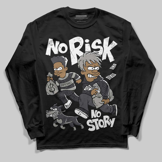 Jordan 3 Retro Black Cat DopeSkill Long Sleeve T-Shirt No Risk No Story Graphic Streetwear - Black