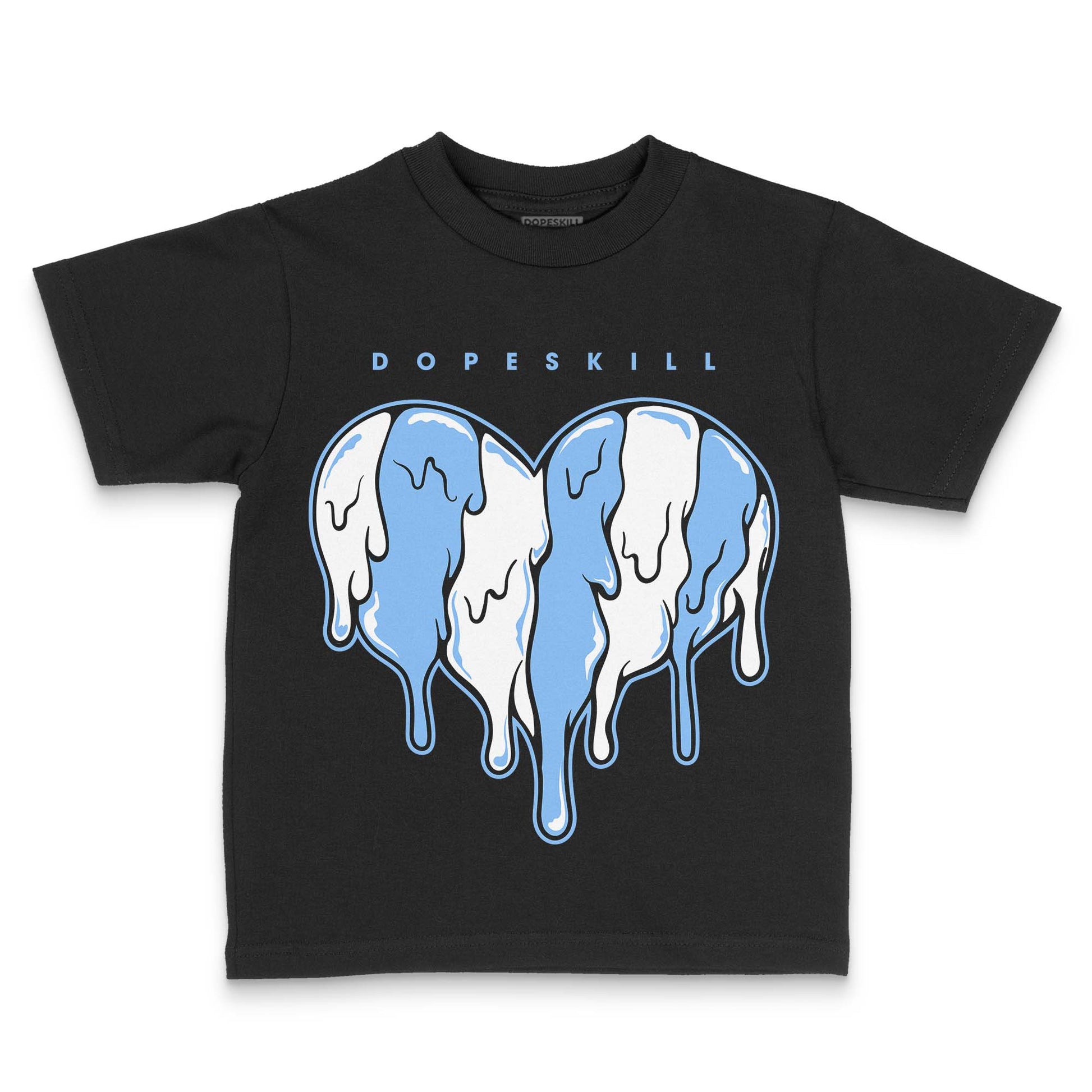 Jordan 9 Powder Blue DopeSkill Toddler Kids T-shirt Slime Drip Heart Graphic Streetwear - black
