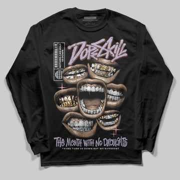 Harris Tweed x Dunk Low Denim Turquoise and Baroque Brown DopeSkill Long Sleeve T-Shirt The Mouth With No Droughts Graphic Streetwear - Black