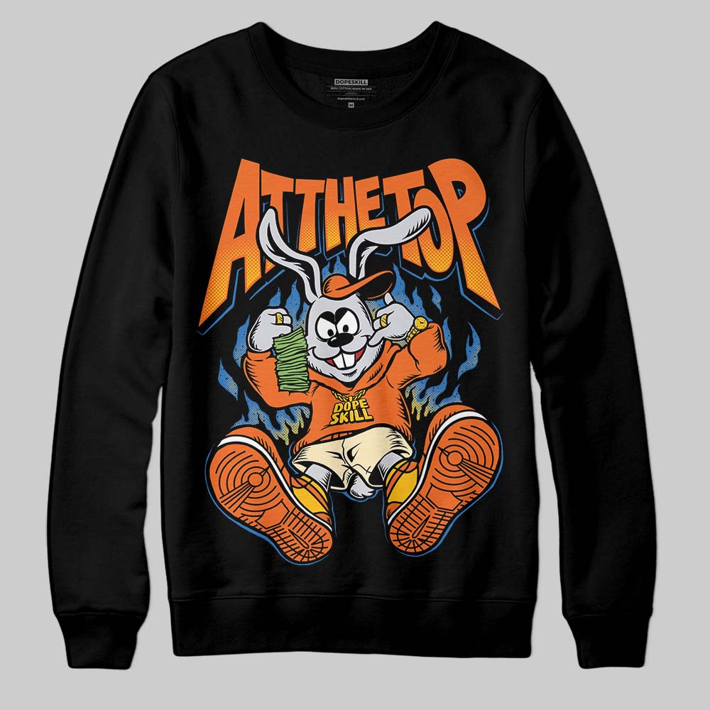Orange, Black and White Sneakers DopeSkill Sweatshirt At The Top Graphic Streetwear - Black