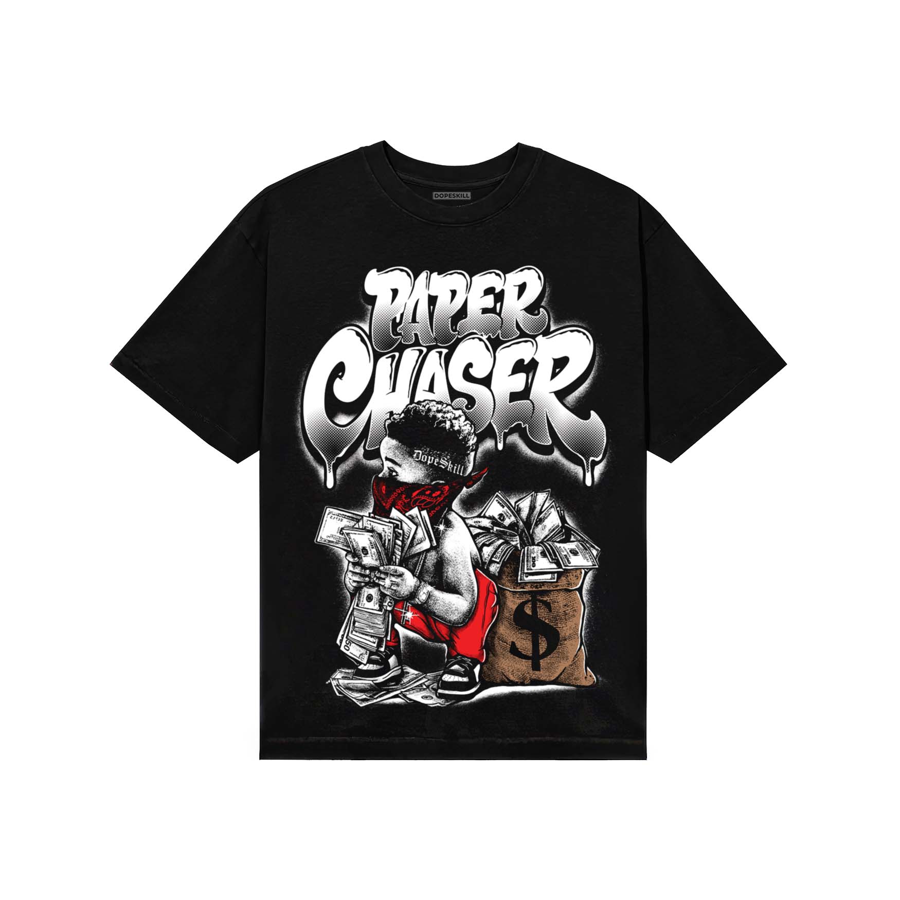 Black and White Sneakers DopeSkill T-Shirt Paper Chaser Boy Graphic Streetwear - Black