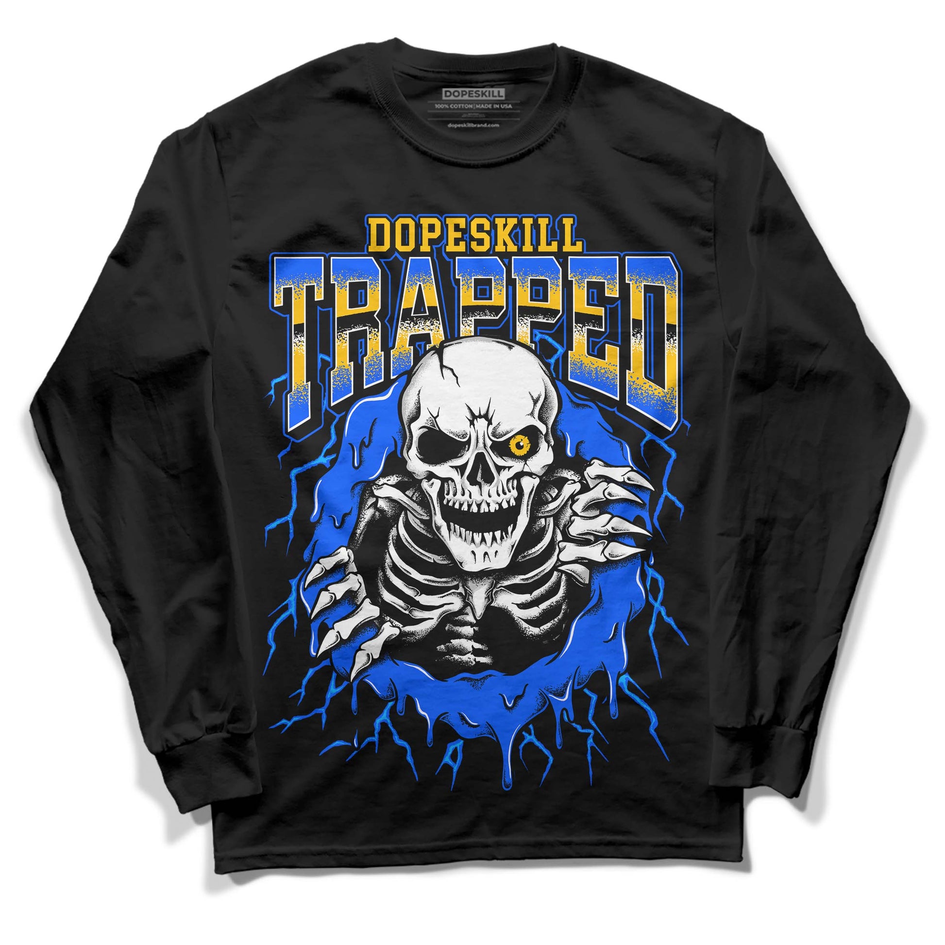 Royal Blue Sneakers DopeSkill Long Sleeve T-Shirt Trapped Halloween Graphic Streetwear - Black