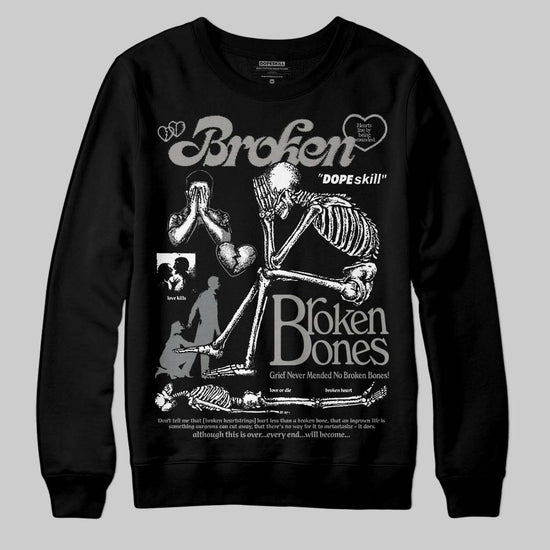 Jordan 9 Cool Grey DopeSkill Sweatshirt Broken Bones Graphic Streetwear - Black