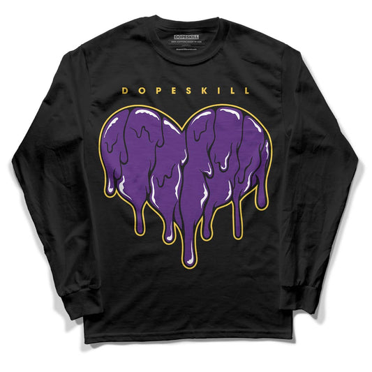 Jordan 12 “Field Purple” DopeSkill Long Sleeve T-Shirt Slime Drip Heart Graphic Streetwear - Black