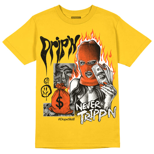 Jordan 4 Retro “Vivid Sulfur” DopeSkill Yellow T-shirt Drip'n Never Tripp'n Graphic Streetwear 