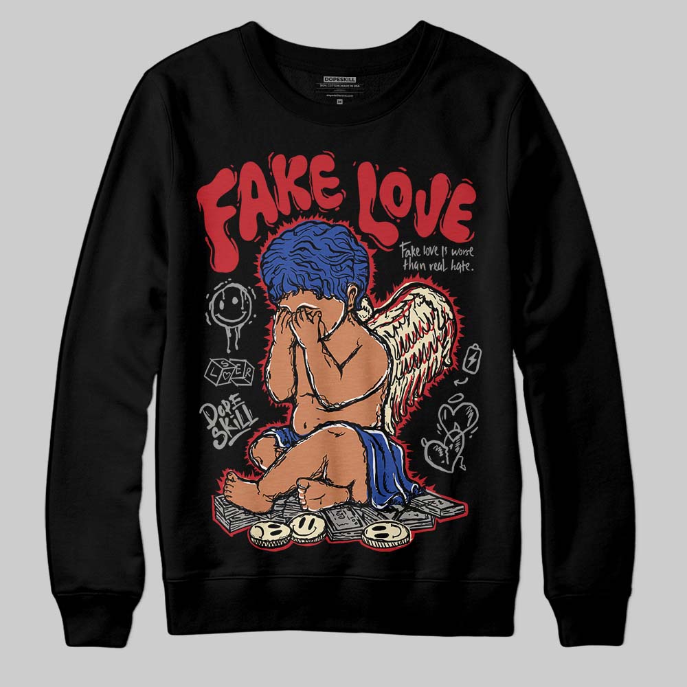 Jordan 4 “Rare Air” DopeSkill Sweatshirt False Love Graphic Streetwear - Black