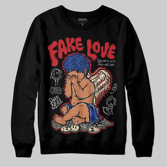 Jordan 4 “Rare Air” DopeSkill Sweatshirt False Love Graphic Streetwear - Black