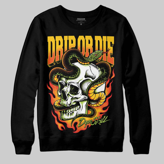 Yellow Sneakers DopeSkill Sweatshirt Drip or Die Graphic Streetwear - Black