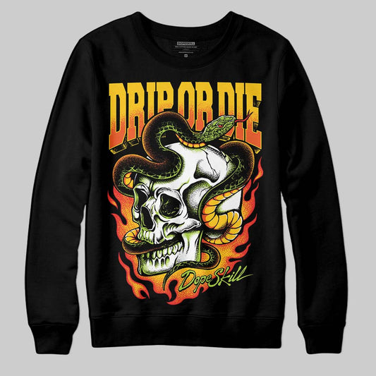 Yellow Sneakers DopeSkill Sweatshirt Drip or Die Graphic Streetwear - Black