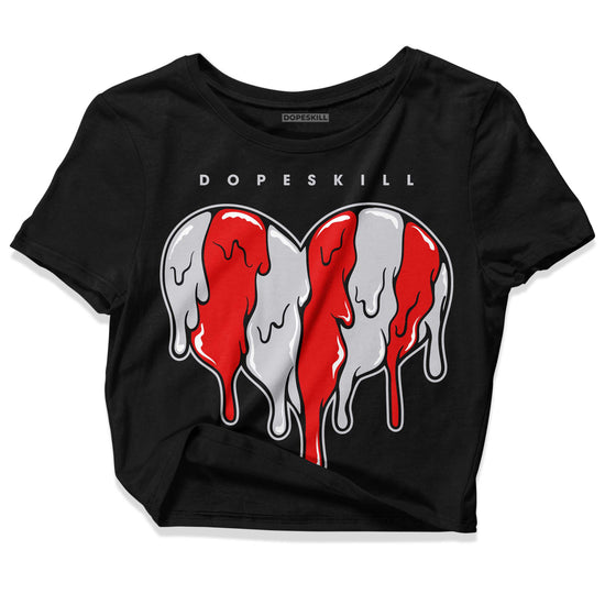 Jordan 2 Retro "Black Cement" DopeSkill Women's Crop Top Slime Drip Heart Graphic Streetwear - Black