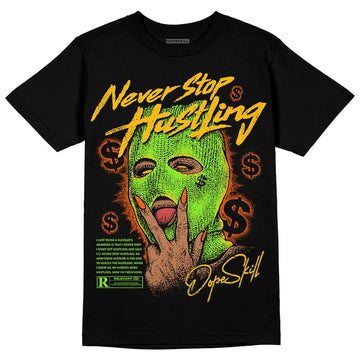 Neon Green Sneakers DopeSkill T-Shirt Never Stop Hustling Graphic Streetwear - Black