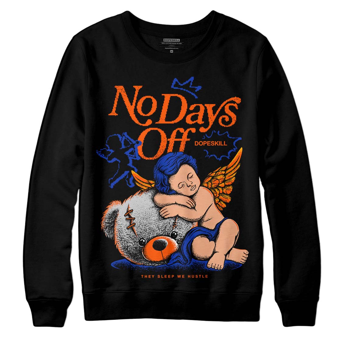 Dunk Low Futura Orange Blaze DopeSkill Sweatshirt New No Days Off Graphic Streetwear - Black