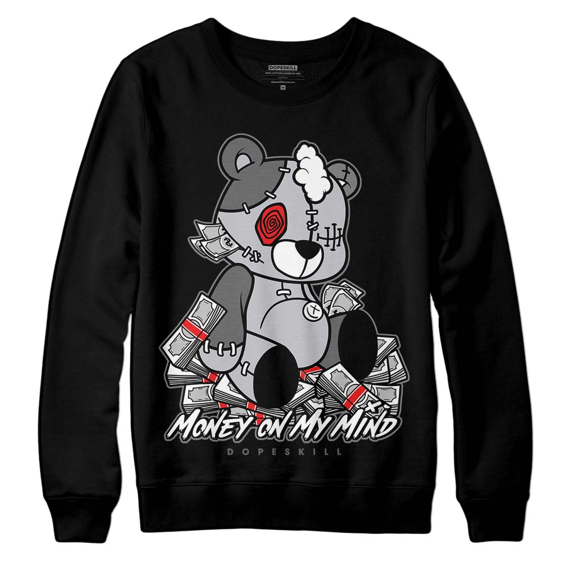 Grey Sneakers DopeSkill Sweatshirt MOMM Bear Graphic Streetwear - Black 