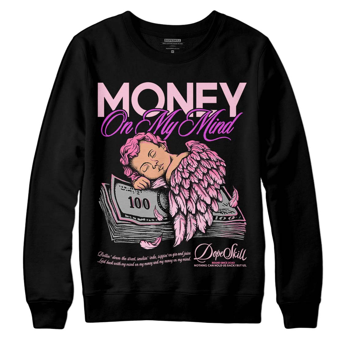 Dunk Low LX Pink Foam DopeSkill Sweatshirt MOMM Graphic Streetwear - Black