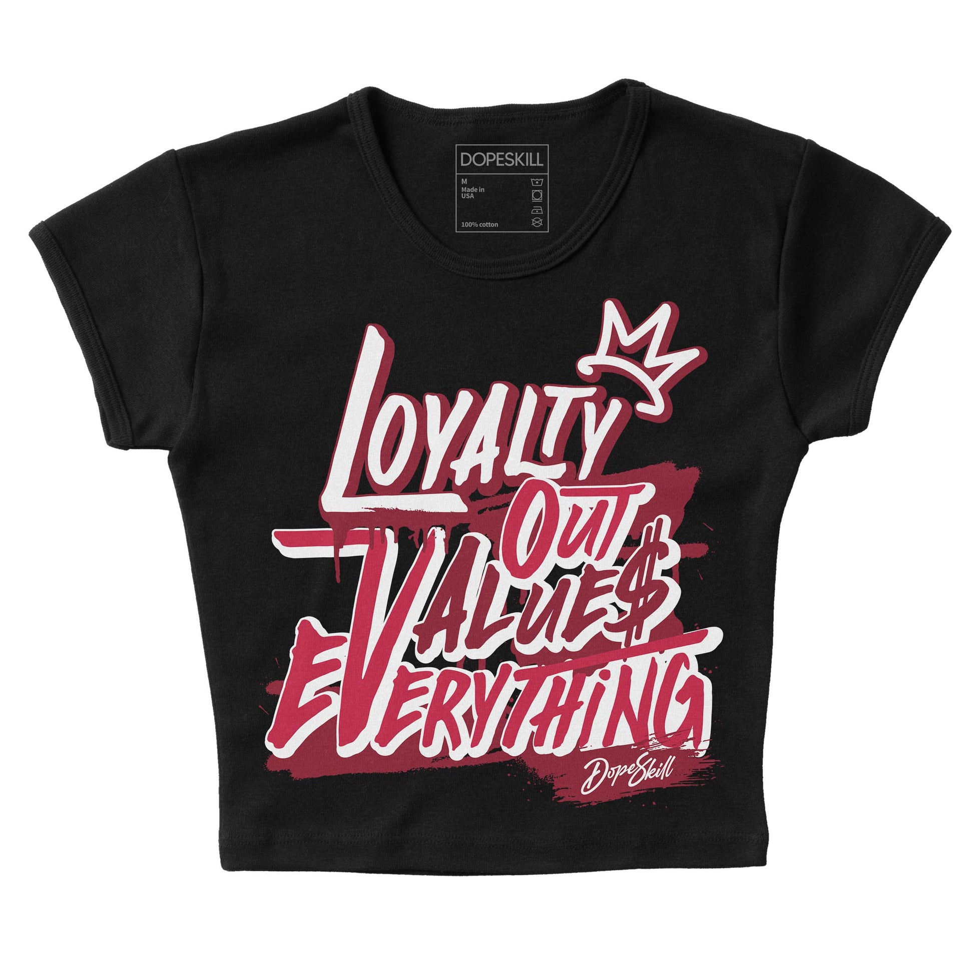 Jordan 1 Retro High '85 OG Metallic Burgundy DopeSkill Women's Crop Top LOVE Graphic Streetwear - Black