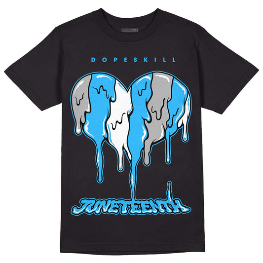 Jordan 2 Low "University Blue" DopeSkill T-Shirt Juneteenth Heart Graphic Streetwear - Black