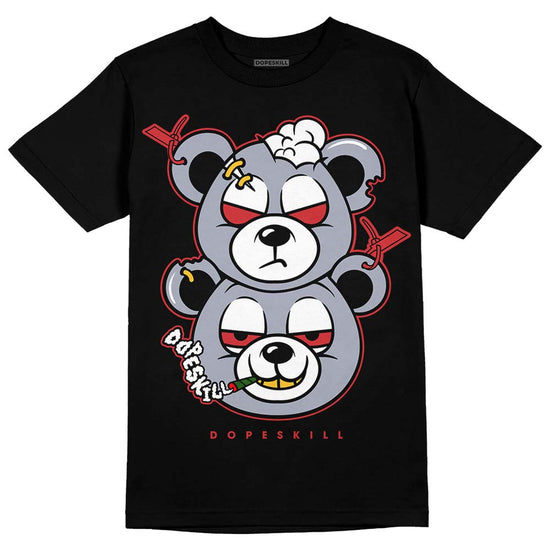 Jordan 4 “Bred Reimagined” DopeSkill T-Shirt New Double Bear Graphic Streetwear - Black