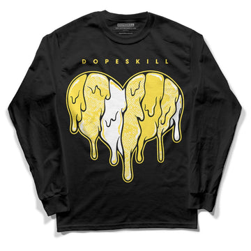 Wmns Air Jordan 11 Low 'Yellow Snakeskin' DopeSkill Long Sleeve T-Shirt Slime Drip Heart Graphic Streetwear - Black