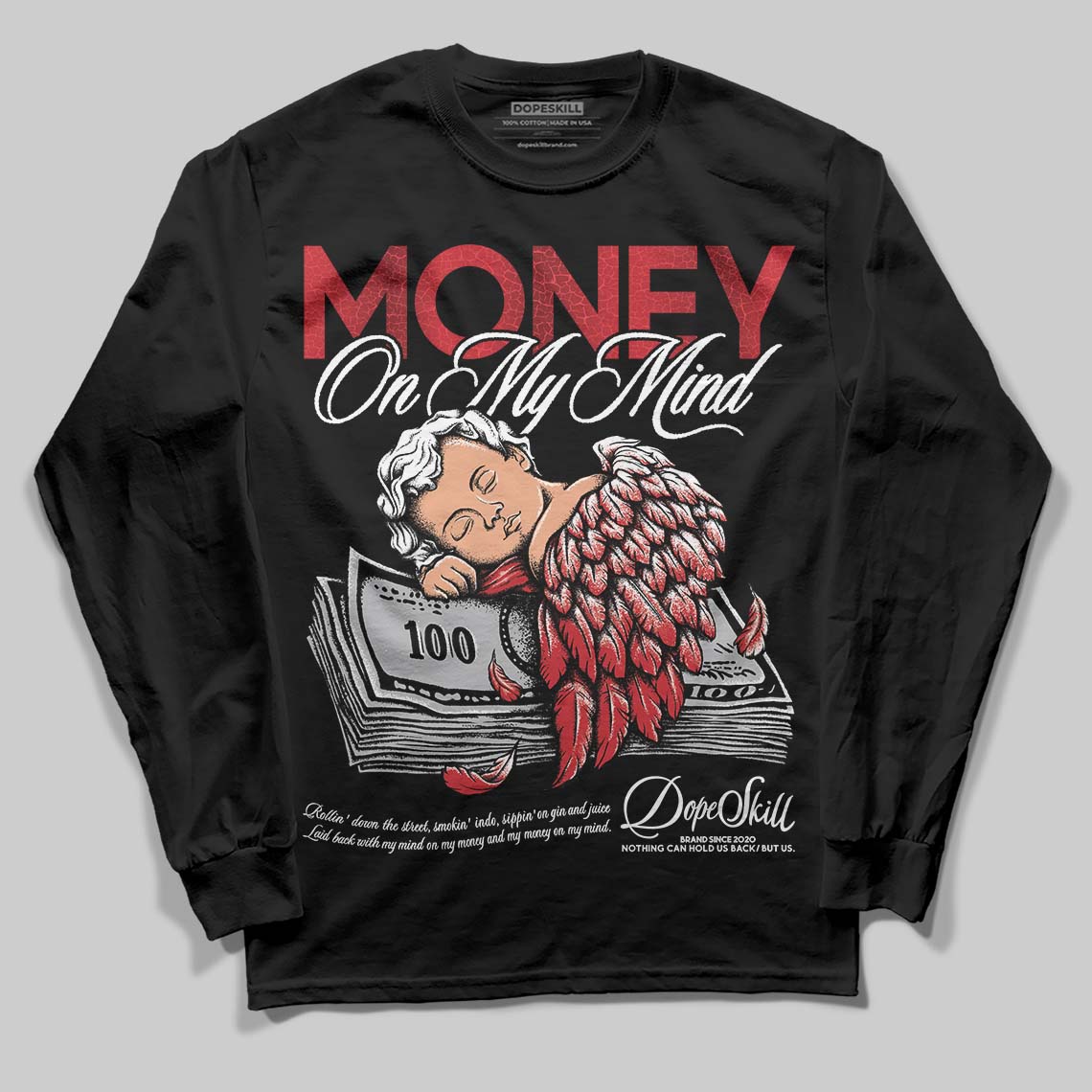 Jordan 1 High OG “Ruby” DopeSkill Long Sleeve T-Shirt MOMM Graphic Streetwear - Black