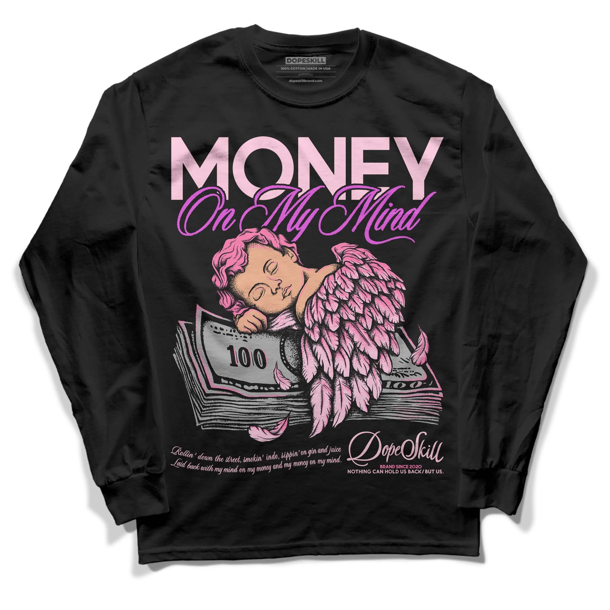 Dunk Low LX Pink Foam DopeSkill Long Sleeve T-Shirt MOMM Graphic Streetwear - Black