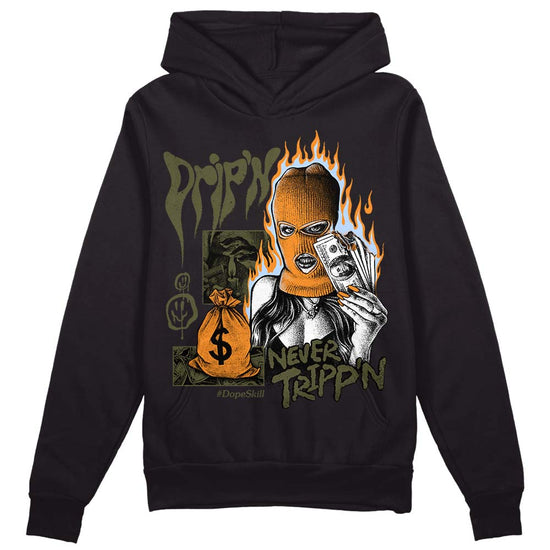 Jordan 5 "Olive" DopeSkill Hoodie Sweatshirt Drip'n Never Tripp'n Graphic Streetwear - Black 