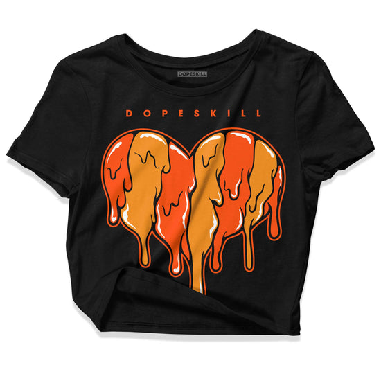 Jordan 12 Retro Brilliant Orange DopeSkill Women's Crop Top Slime Drip Heart Graphic Streetwear - Black