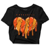 Jordan 12 Retro Brilliant Orange DopeSkill Women's Crop Top Slime Drip Heart Graphic Streetwear - Black