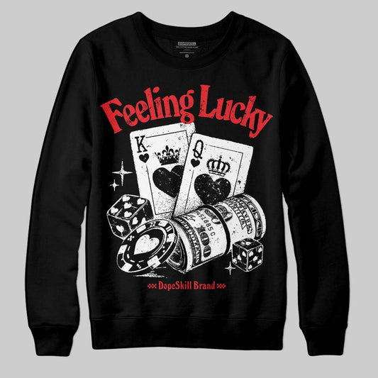 Black and White Sneakers DopeSkill Sweatshirt Feeling Lucky Graphic Streetwear - Black