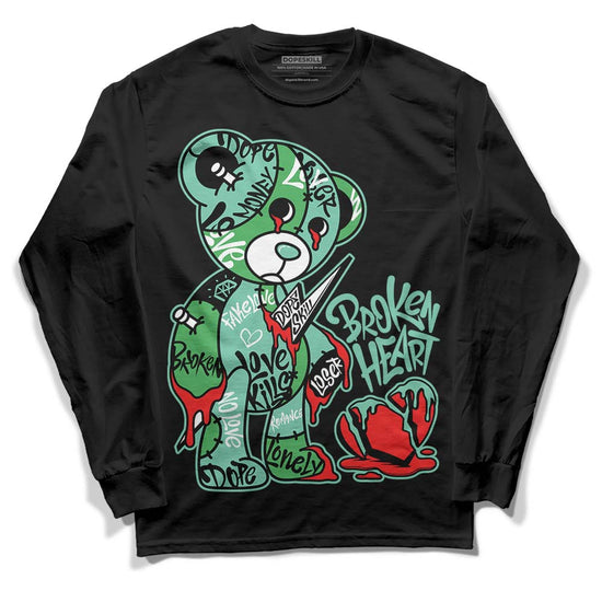 Jordan 1 High OG Green Glow DopeSkill Long Sleeve T-Shirt Broken Heart Graphic Streetwear - Black