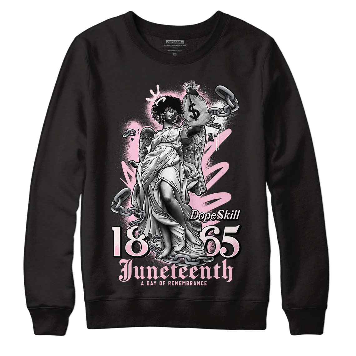 Dunk Low LX Pink Foam DopeSkill Sweatshirt Juneteenth Graphic Streetwear - Black