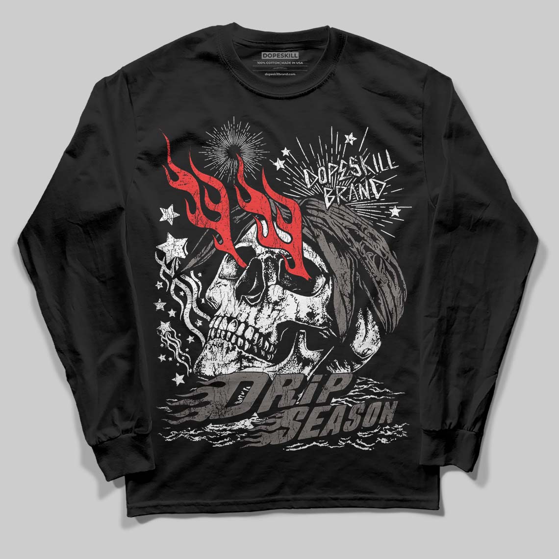 Jordan 4 Retro Cave Stone DopeSkill Long Sleeve T-Shirt Drip Season Graphic Streetwear  Black