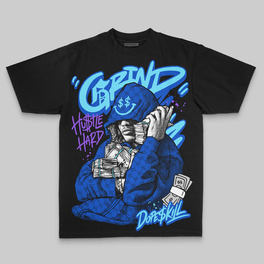Royal Blue Oversize Print Grind Pray DopeSkill Graphic Premium T-shirt Streetwear - Black