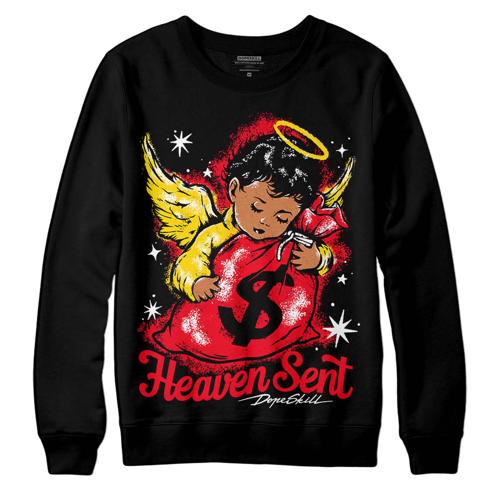Jordan 4 Red Thunder DopeSkill Sweatshirt Heaven Sent Graphic Streetwear - Black